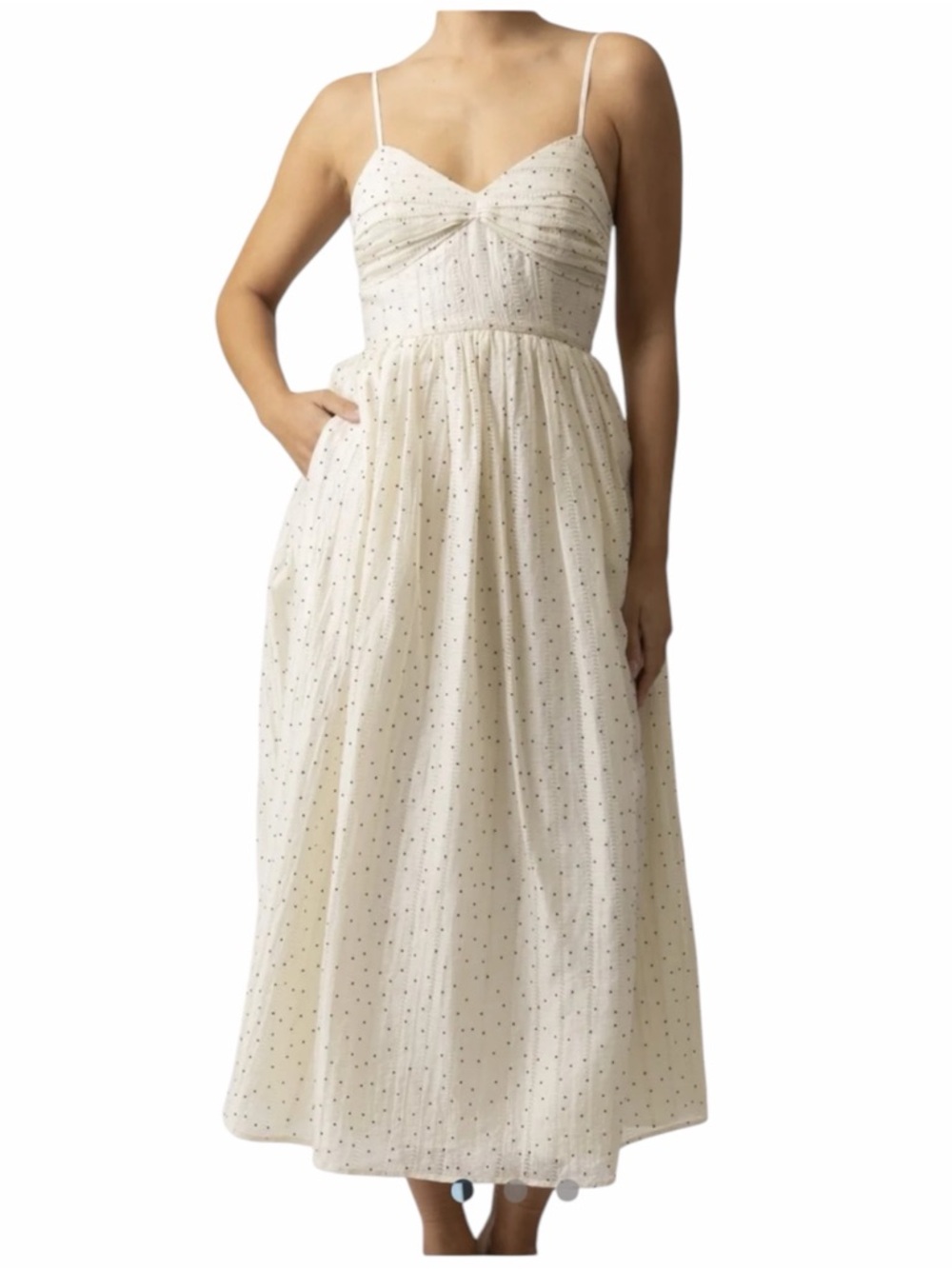 Line & Dot Cream and Black Polka dot Maxi Dress with Pockets Size Small